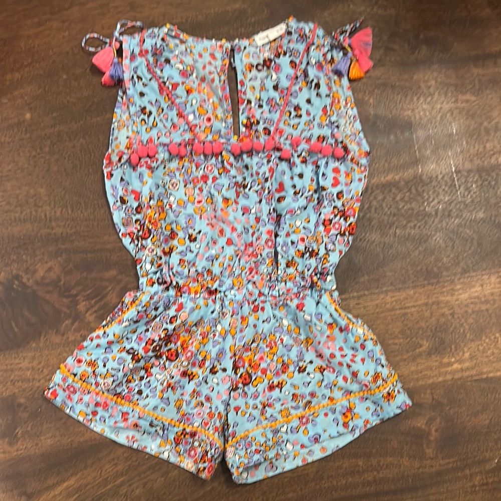 Poupette St. Barth Blue and Pink Floral Romper
